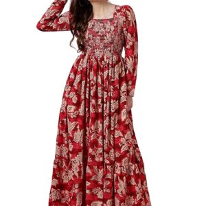 Sheetal Associates Women’s Maxi Floral Print Crepe Regular Sleeves Casual Dress