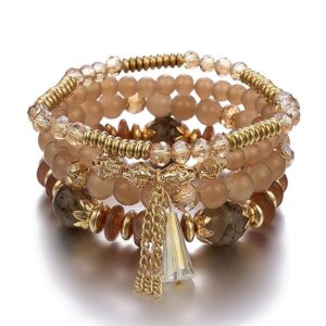 Multilayer Crystal Charm Beaded Bracelets For Women