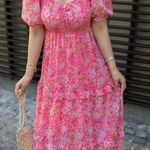 Puff Sleeves High Waist A Line Flowy Dress