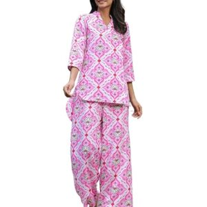 Cotton Kurta-Set for Women- Printed Anarkali Kurta with Pant