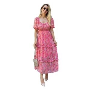 Puff Sleeves High Waist A Line Flowy Dress